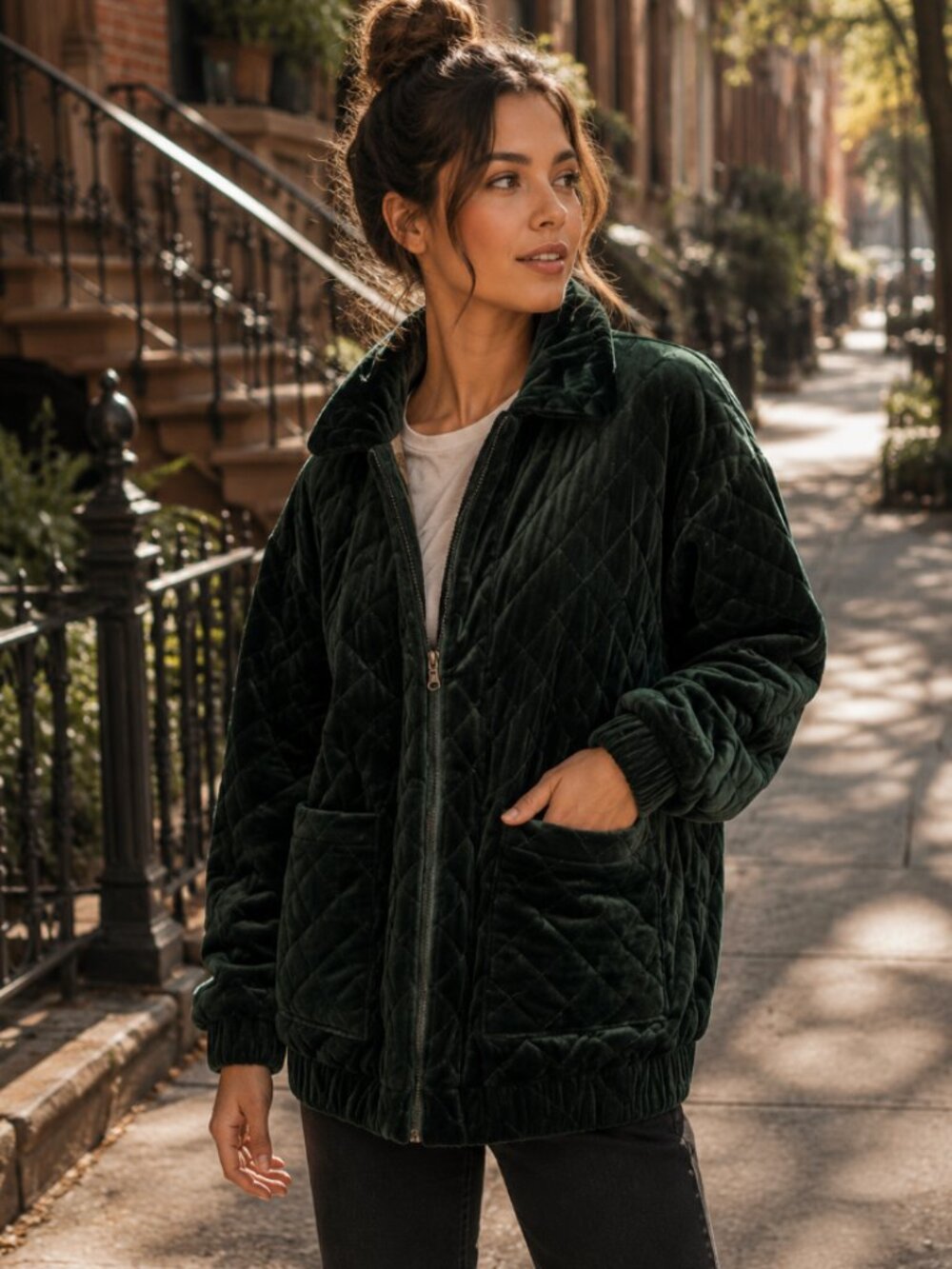 I.AM.GIA Contraband Quilted Velour Puffer L Green Oversized Bomber Whimsigoth